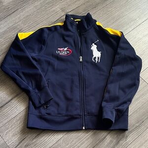 Polo by Ralph Lauren Navy Track Jacket with Yellow Shoulder Panels